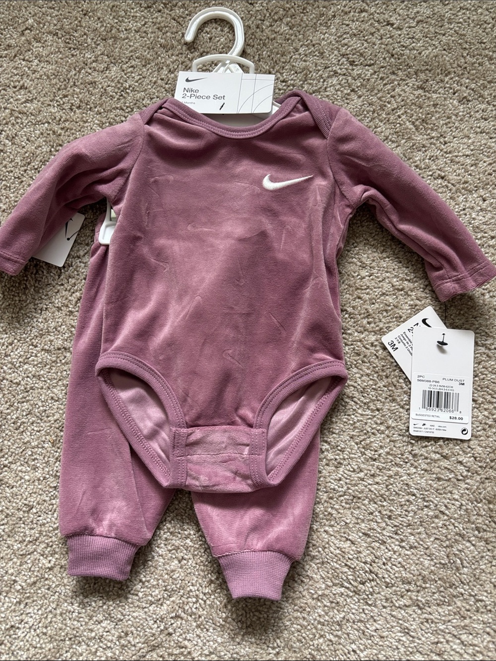 Nike Plum Velour set for baby